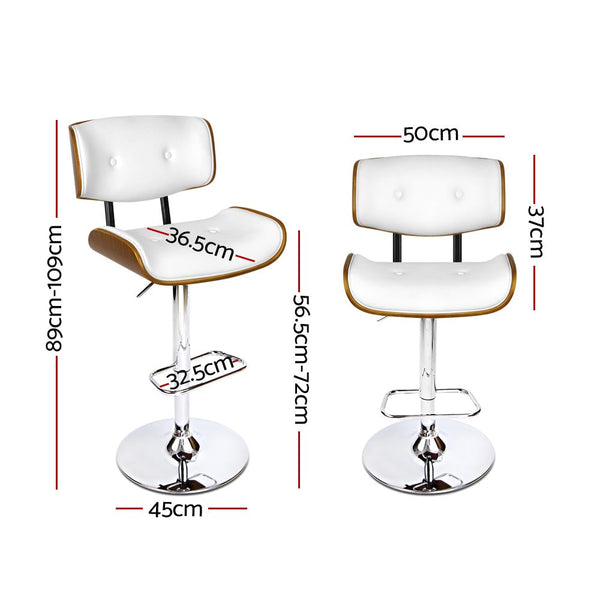 Artiss Wooden Gas Lift  Bar Stools - White Artiss