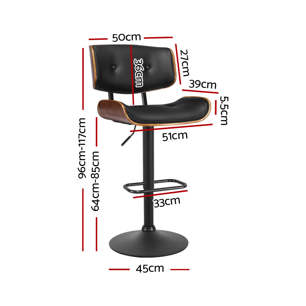Artiss Kitchen Bar Stool Leather Black freeshipping - Awezingly