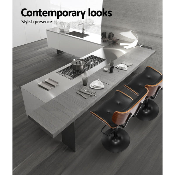 Artiss Kitchen Bar Stool Leather Black freeshipping - Awezingly