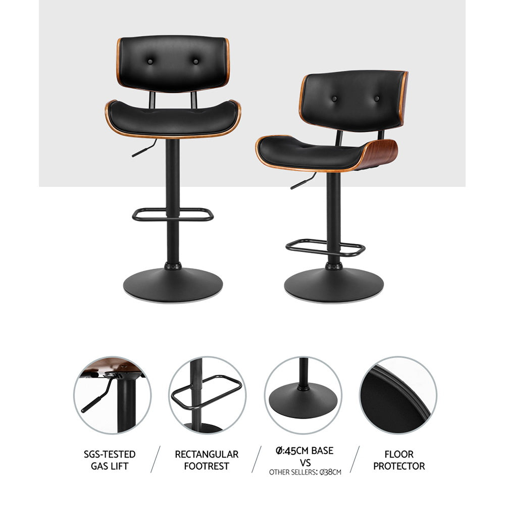 Artiss Kitchen Bar Stool Leather Black freeshipping - Awezingly