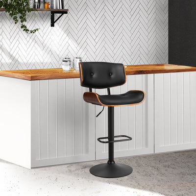Artiss Kitchen Bar Stool Leather Black