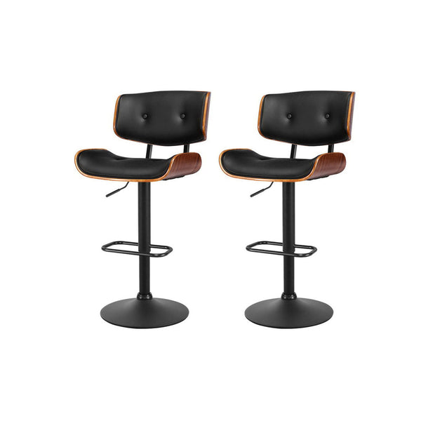 Artiss Kitchen Bar Stools Gas Lift Stool Chairs Swivel Barstool Leather Black x2 Artiss
