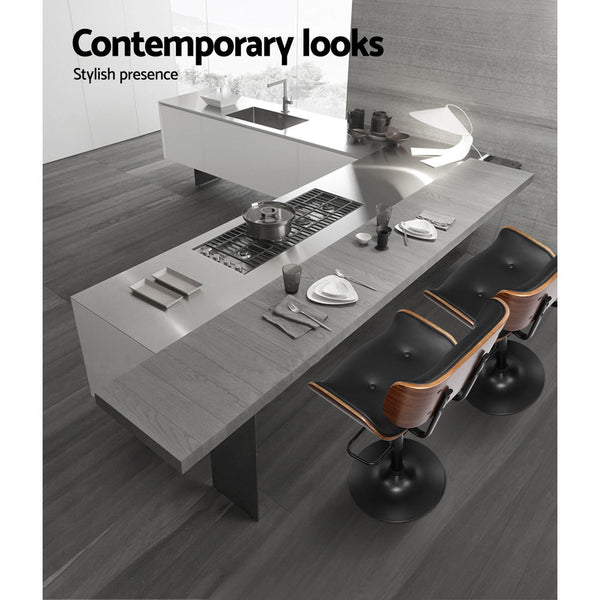 Artiss Kitchen Bar Stools Gas Lift Stool Chairs Swivel Barstool Leather Black x2 Artiss