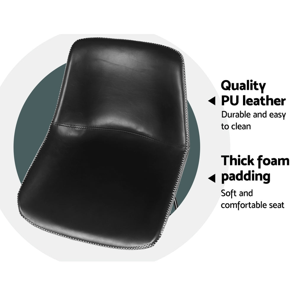 Artiss Set of 2 Bar Stools Kitchen Metal Bar Stool Dining Chairs PU Leather Black Artiss