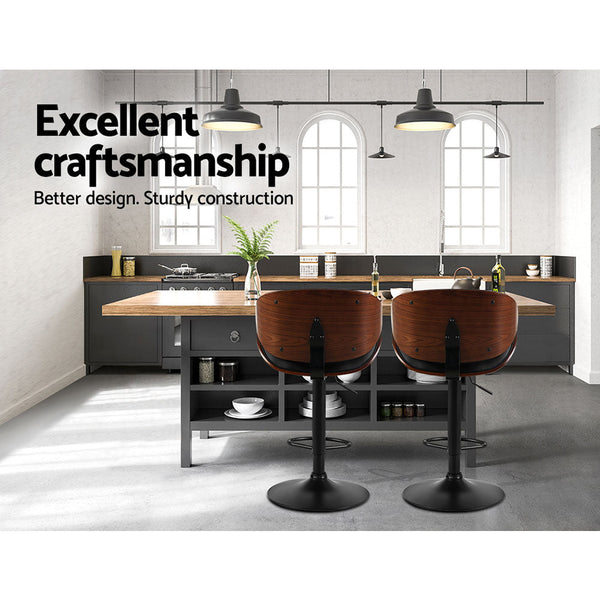 Artiss 2X Bar Stools Kitchen Stool Chairs Dining Swivel Gas Lift Wooden Metal Artiss