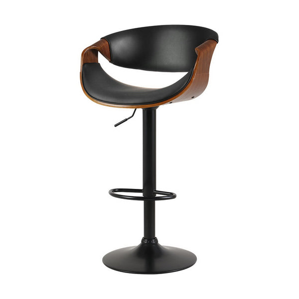 Artiss Bar Stools Swivel Chair Kitchen Gas Lift Wooden Bar Stool Leather Black Artiss
