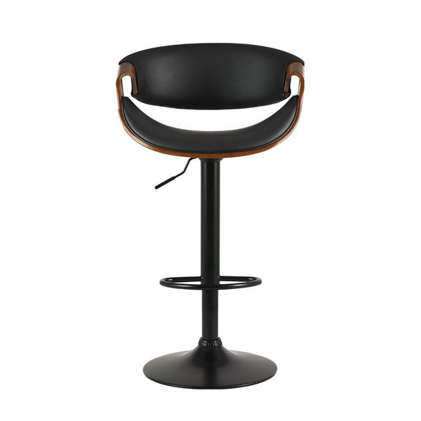 Artiss Bar Stools Swivel Chair Kitchen Gas Lift Wooden Bar Stool Leather Black Artiss
