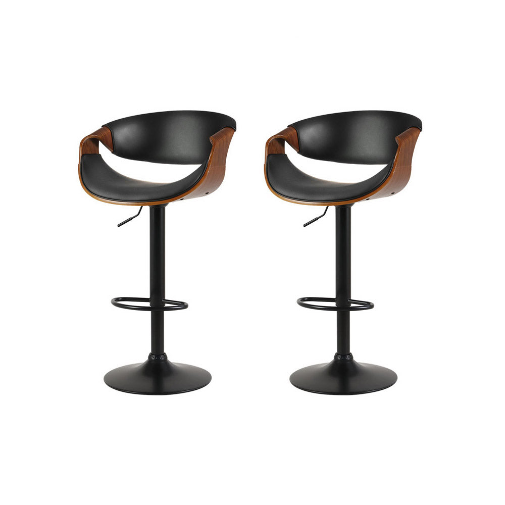 Artiss 2X Bar Stools Swivel Chair Kitchen Gas Lift Wooden Bar Stool Leather Artiss