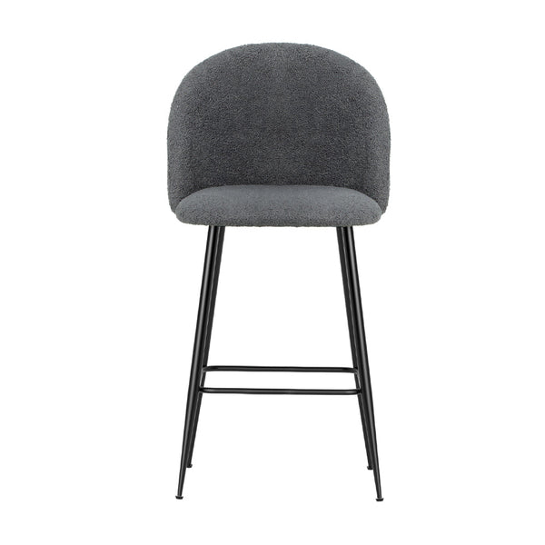 Artiss Set of 2 Bar Stools Kitchen Dining Chair Stool Chairs Sherpa Boucle Charcoal Artiss