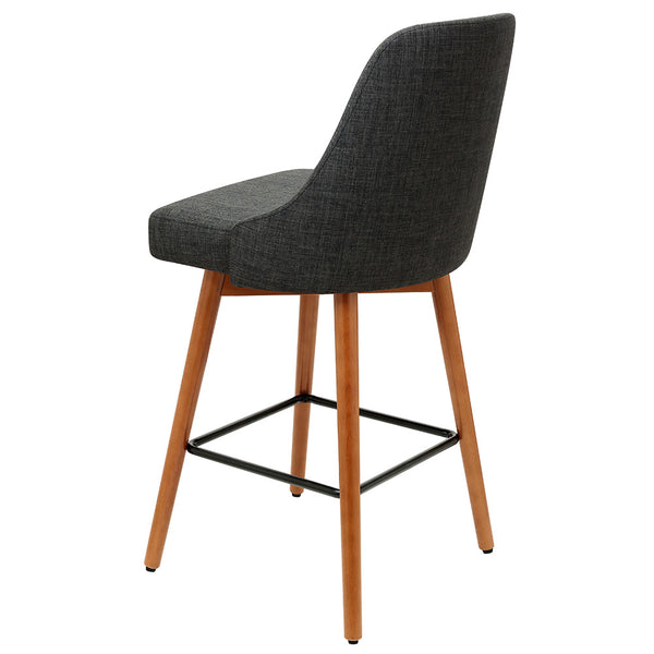 Artiss 2x Wooden Bar Stools Swivel Bar Stool Kitchen Cafe Fabric Charcoal freeshipping - Awezingly