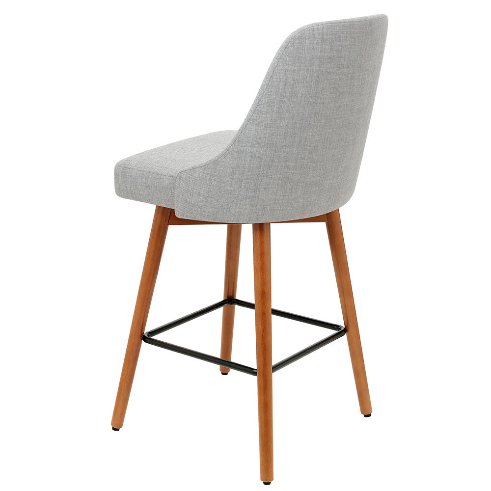 Artiss 2x Wooden Bar Stools Swivel Bar Stool Kitchen Cafe Fabric Light Grey freeshipping - Awezingly