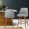 Artiss 2x Wooden Bar Stools Swivel Bar Stool Kitchen Cafe Fabric Light Grey