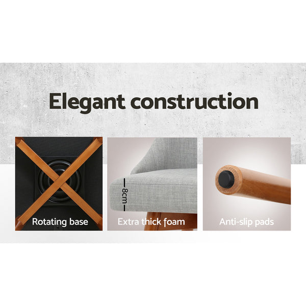 Artiss Set of 4 Wooden Fabric Bar Stools Square Footrest - Light Grey freeshipping - Awezingly