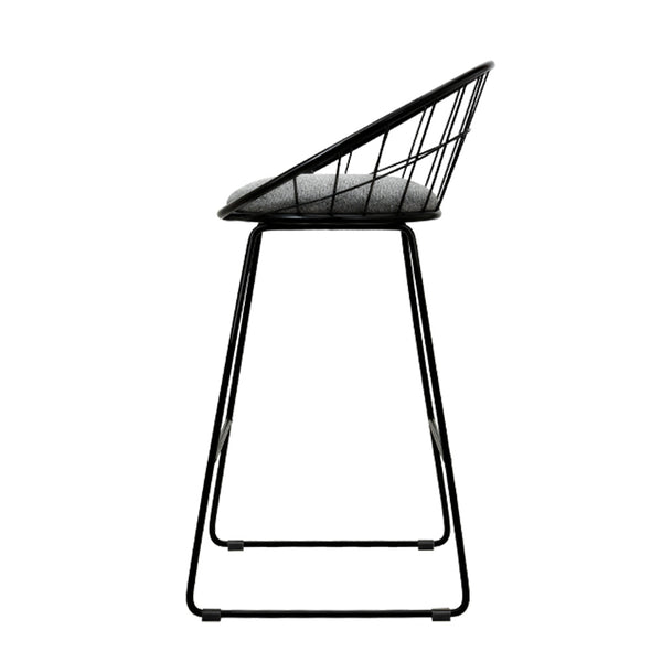 Artiss 2x Nordic Bar Stools Metallic Bar Stool Kitchen Fabric Grey Black freeshipping - Awezingly