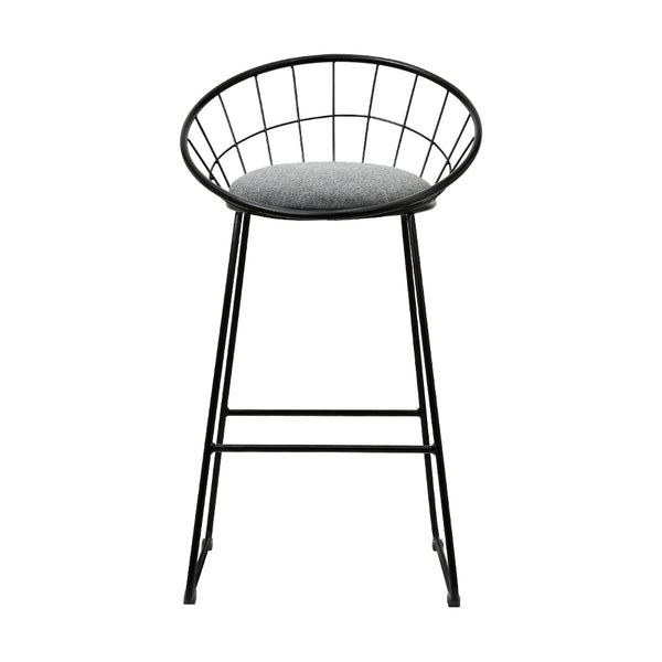 Artiss Set of 4 Bar Stools Steel Fabric - Grey and Black freeshipping - Awezingly