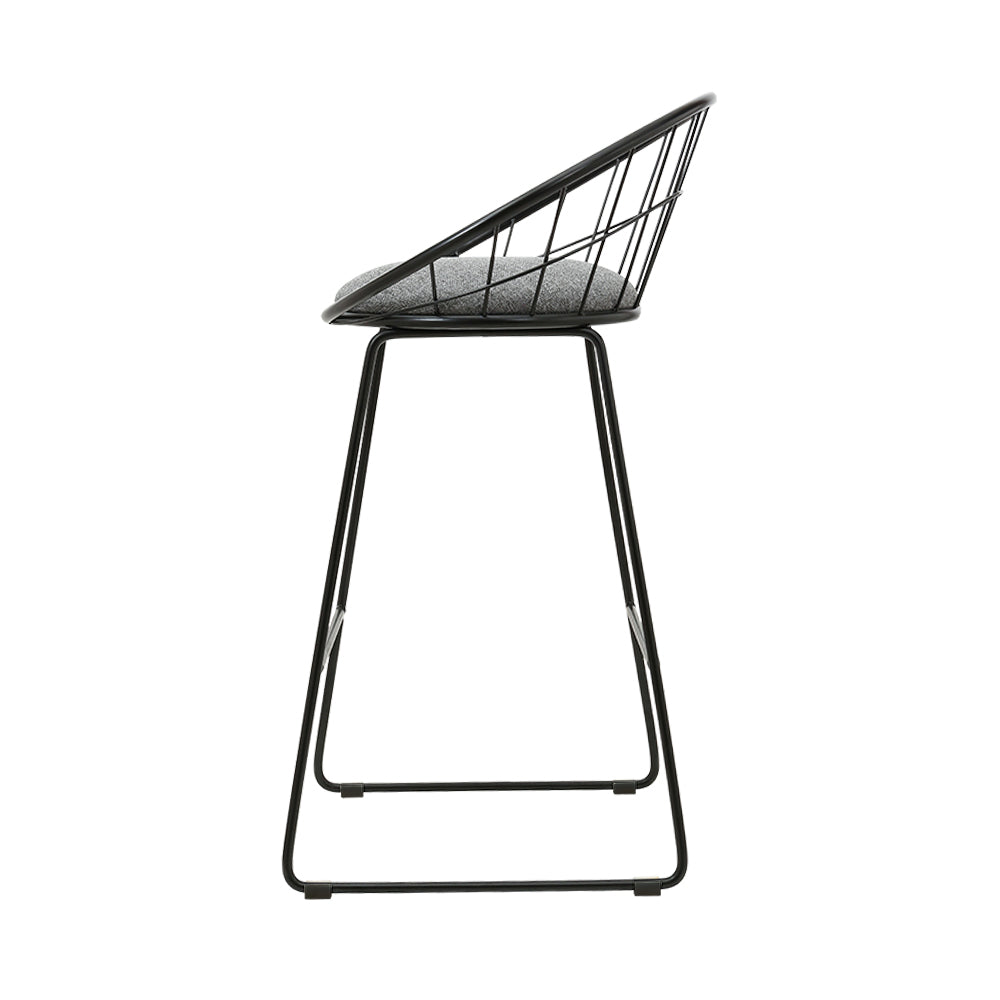 Artiss Set of 4 Bar Stools Steel Fabric - Grey and Black freeshipping - Awezingly