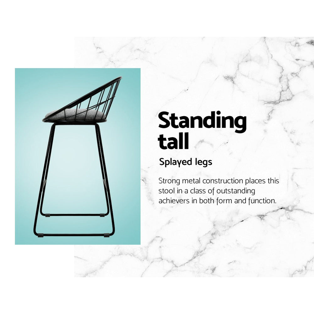 Artiss Set of 4 Bar Stools Steel Fabric - Grey and Black freeshipping - Awezingly