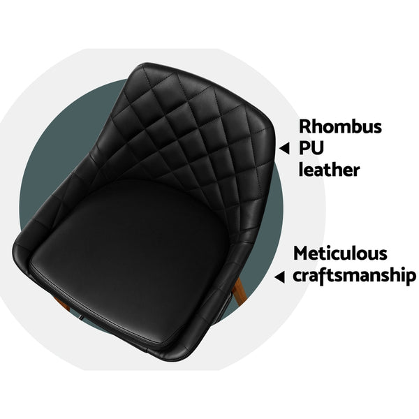 Artiss 2x Kitchen Bar Stools Wooden Stool Chairs Bentwood Barstool Leather Black freeshipping - Awezingly