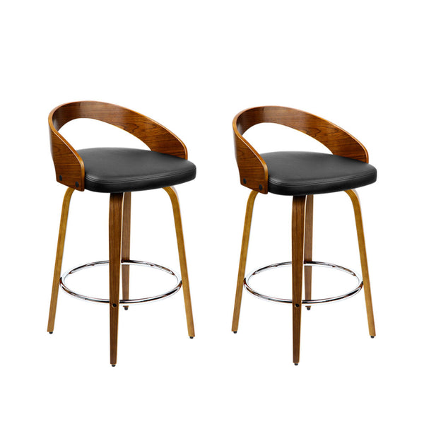 Artiss Set of 2 Wooden Bar Stools - Black Artiss