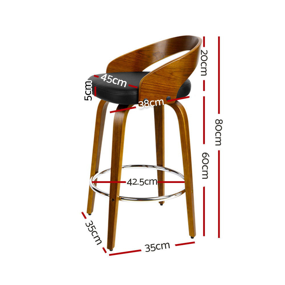 Artiss Set of 2 Wooden Bar Stools - Black Artiss