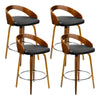 Artiss Set of 4 Walnut Wood Bar Stools - Black and Brown