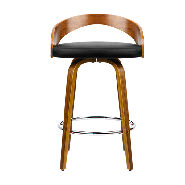 Artiss Set of 4 Walnut Wood Bar Stools - Black and Brown Artiss