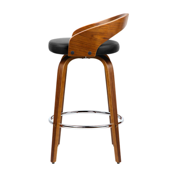 Artiss Set of 4 Walnut Wood Bar Stools - Black and Brown Artiss
