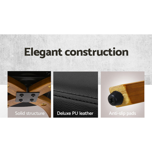 Artiss Set of 4 Walnut Wood Bar Stools - Black and Brown Artiss