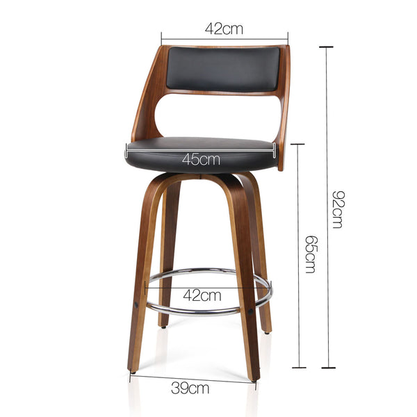 Artiss Set of 2 Wooden Bar Stools - Black freeshipping - Awezingly