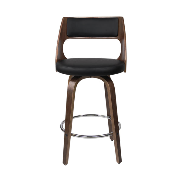 Artiss Set of 2 Wooden Bar Stools PU Leather - Black and Wood freeshipping - Awezingly