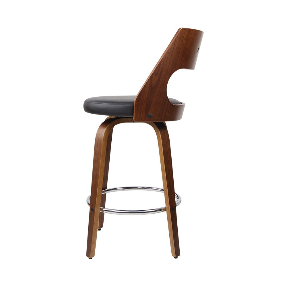 Artiss Set of 2 Wooden Bar Stools PU Leather - Black and Wood freeshipping - Awezingly