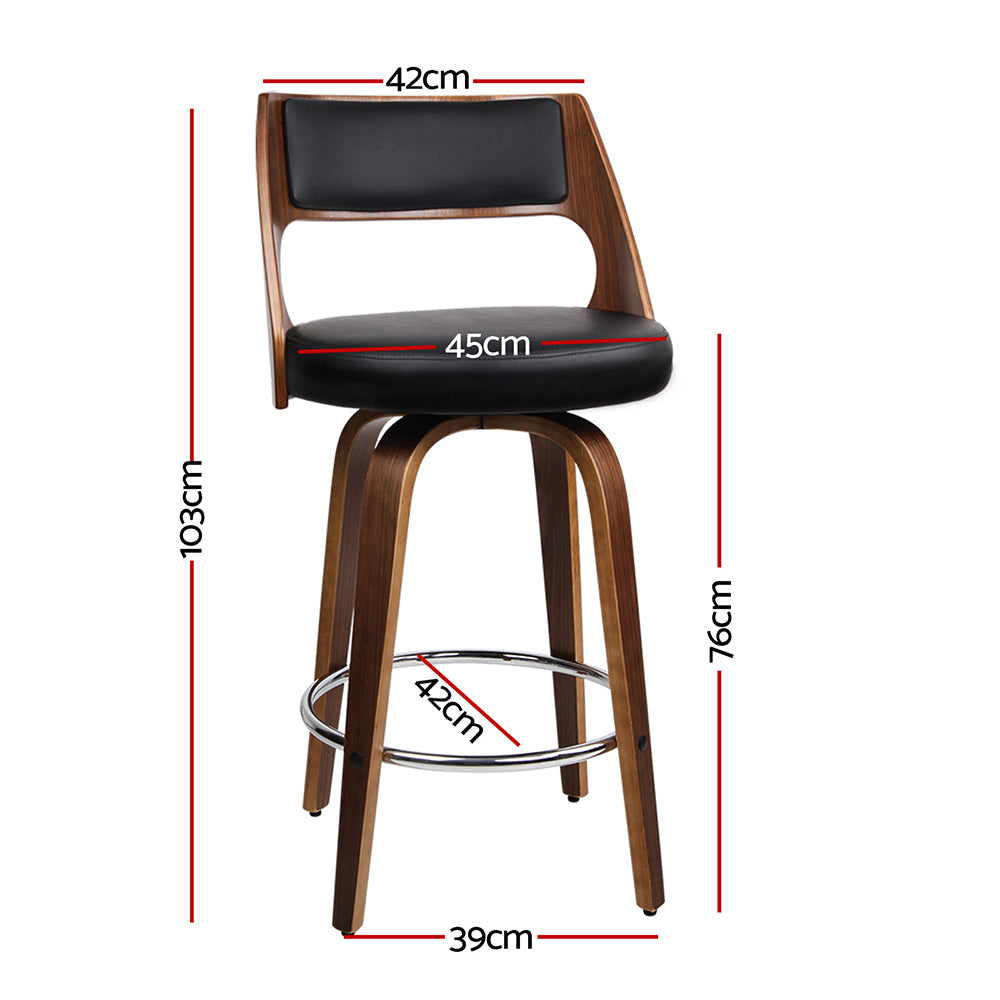 Artiss Set of 4 Wooden Bar Stools PU Leather - Black and Wood freeshipping - Awezingly