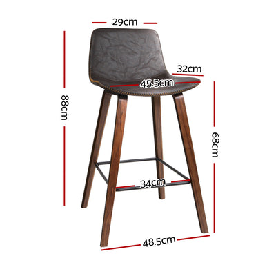 Artiss Set of 2 PU Leather Bar Stools - Walnut