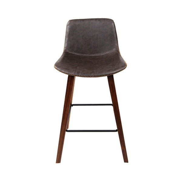 Artiss Set of 2 PU Leather Bar Stools - Walnut Artiss