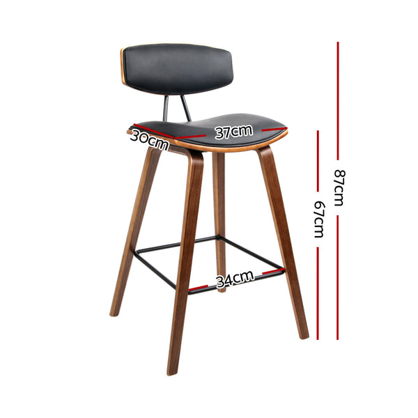 Artiss Set of 2 Wooden Bar Stool - Black Artiss