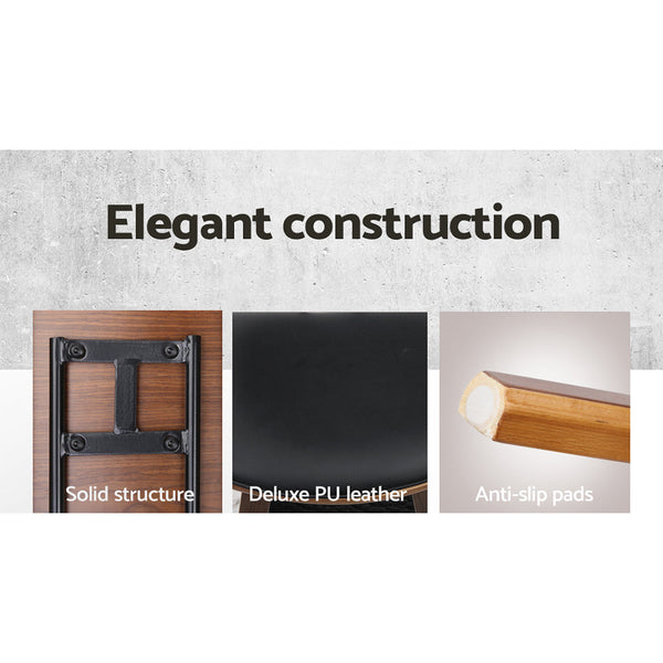 Artiss Set of 2 Wooden Bar Stool - Black Artiss