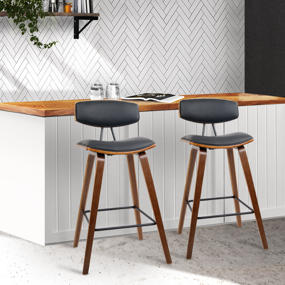 Artiss Set of 2 Wooden Bar Stool - Black Artiss