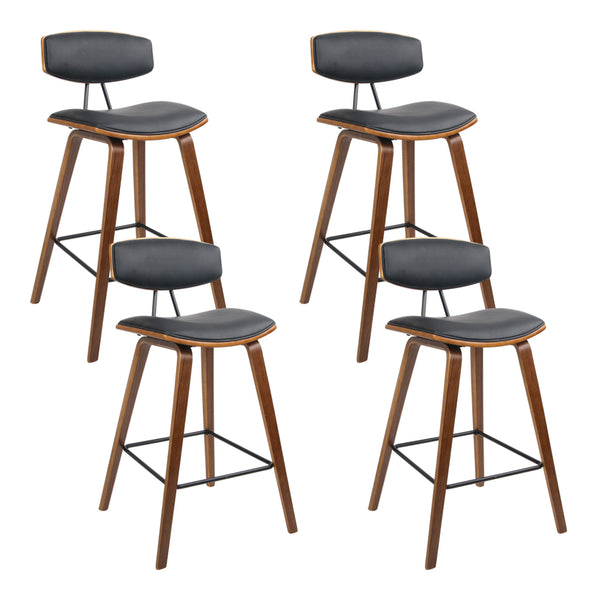 Artiss Set of 4 PU Leather Circular Footrest Bar Stools - Black freeshipping - Awezingly
