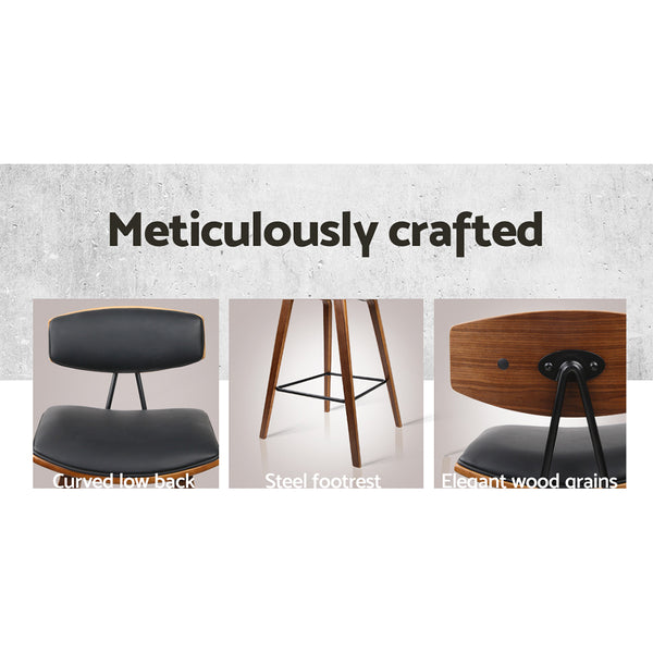 Artiss Set of 4 PU Leather Circular Footrest Bar Stools - Black freeshipping - Awezingly