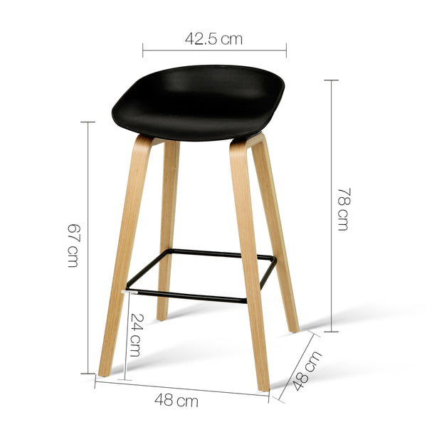 Artiss Set of 2 Wooden Backless Bar Stools - Black freeshipping - Awezingly