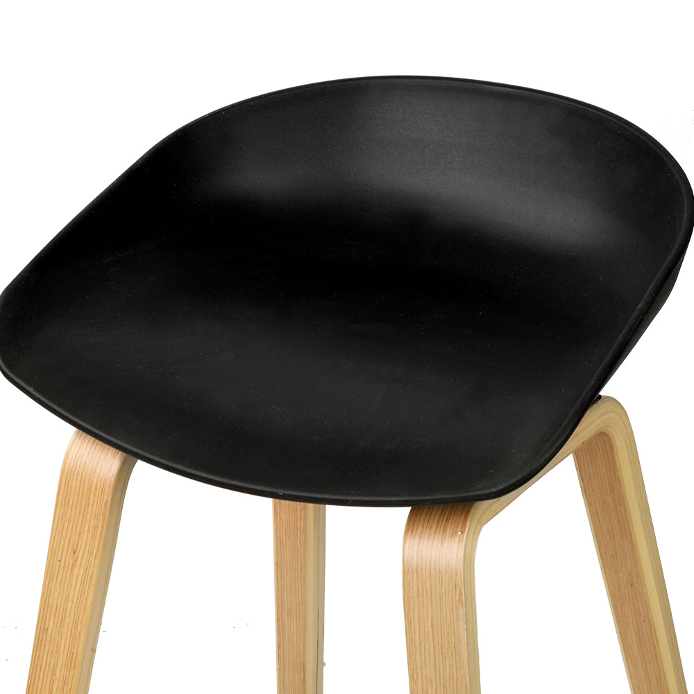 Artiss Set of 2 Wooden Backless Bar Stools - Black freeshipping - Awezingly