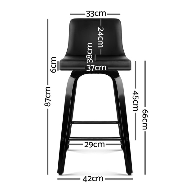 Artiss Set of 2 Wooden Bar Stool - Black freeshipping - Awezingly