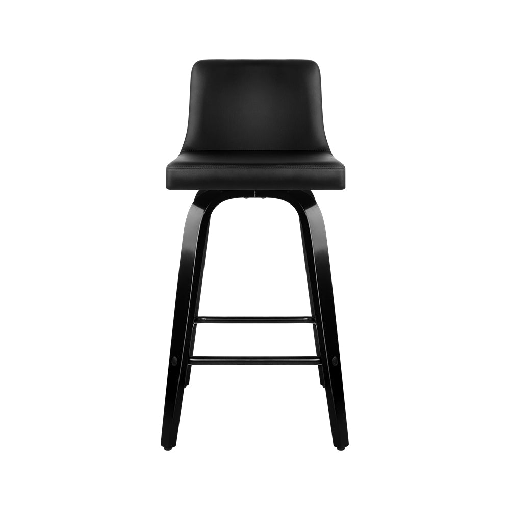 Artiss Set of 4 Wooden PU Leather Bar Stool - Black freeshipping - Awezingly