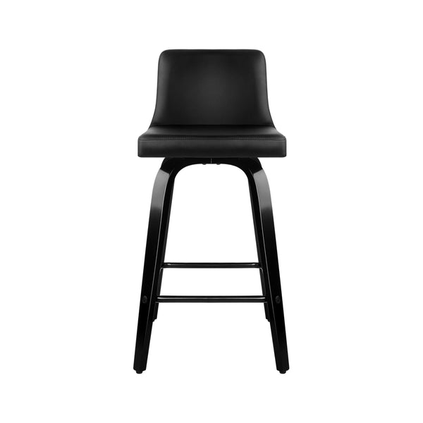 Artiss Set of 4 Wooden PU Leather Bar Stool - Black freeshipping - Awezingly