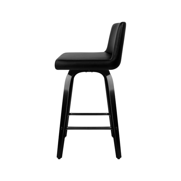 Artiss Set of 4 Wooden PU Leather Bar Stool - Black freeshipping - Awezingly