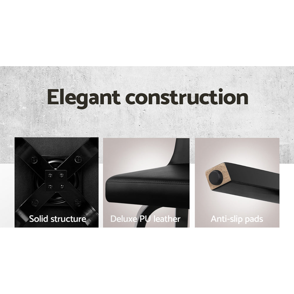 Artiss Set of 4 Wooden PU Leather Bar Stool - Black freeshipping - Awezingly