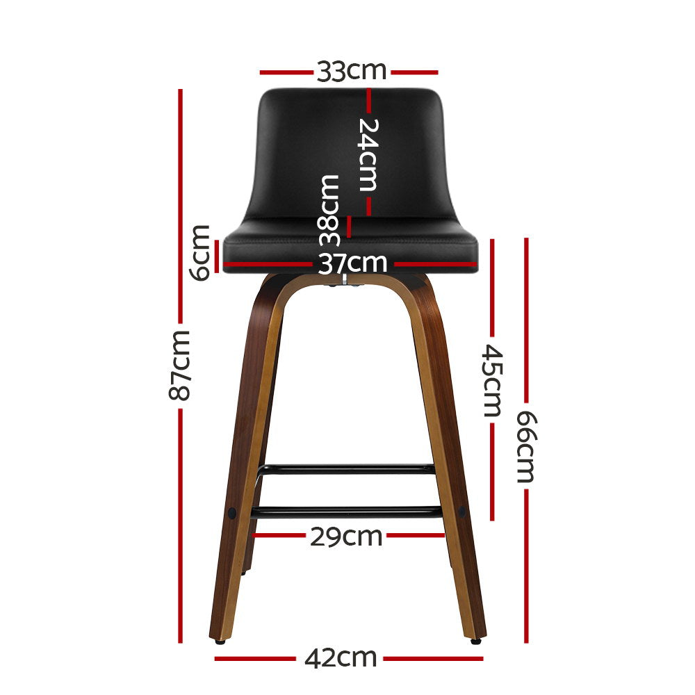 Artiss 2x Kitchen Wooden Bar Stools Leather Luxury Black freeshipping - Awezingly