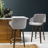 Artiss 1x Kitchen Bar Stools Wooden  Swivel Velvet Fabric Grey