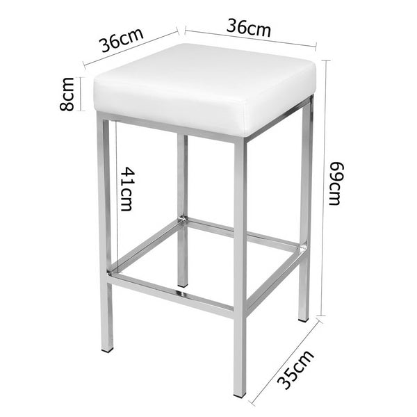 Artiss Set of 2 PU Leather Backless Bar Stools - White freeshipping - Awezingly