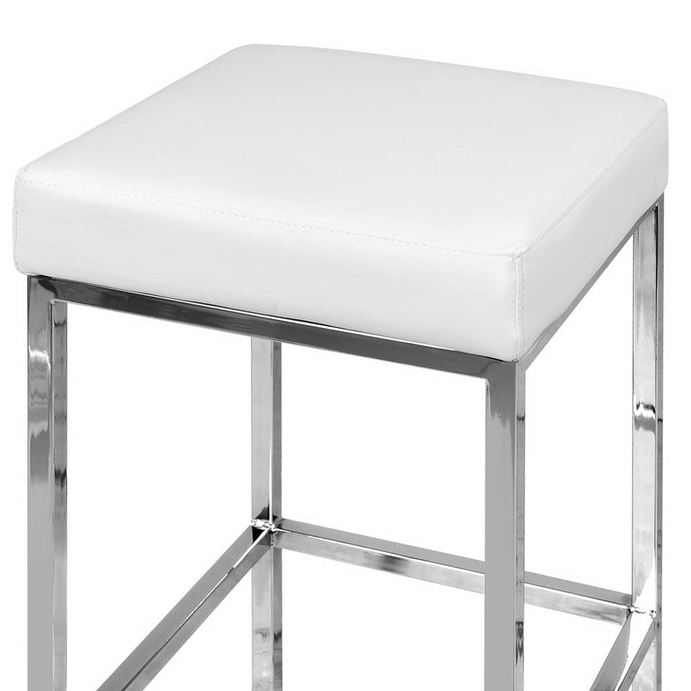 Artiss Set of 2 PU Leather Backless Bar Stools - White freeshipping - Awezingly